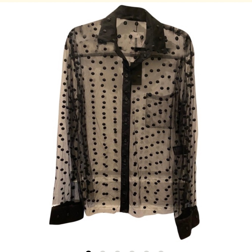Haider acerman sheer blouse black